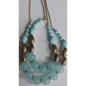 Gorgeous light sea blue and gold fashion necklace